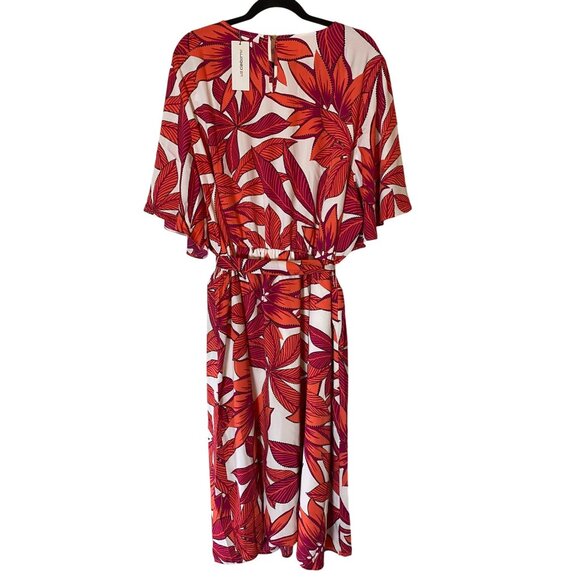 NWT Liz Claiborne Kimono Dress Short Sleeve Orange Red Floral 3X - Picture 2 of 11